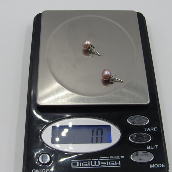 Sterling Silver Light Color Genuine Pearl Earrings - Picture 5 of 5